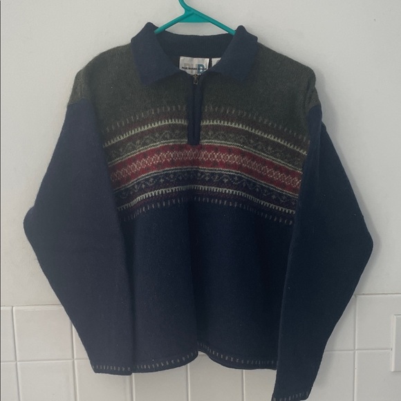 VTG 80s Paul Harris Design Shetland Wool 1/4 zip sweater - Picture 1 of 8